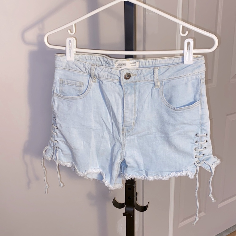 White-ish blue booty shorts